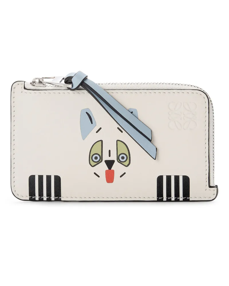 Loewe Kartenetui und Geldbörse Futurist Cat aus Kalbsleder White