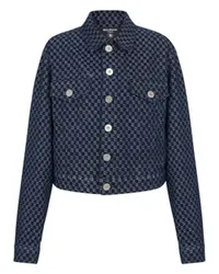 Balmain Jacquard-Denimjacke mit Mini-Monogramm Blue