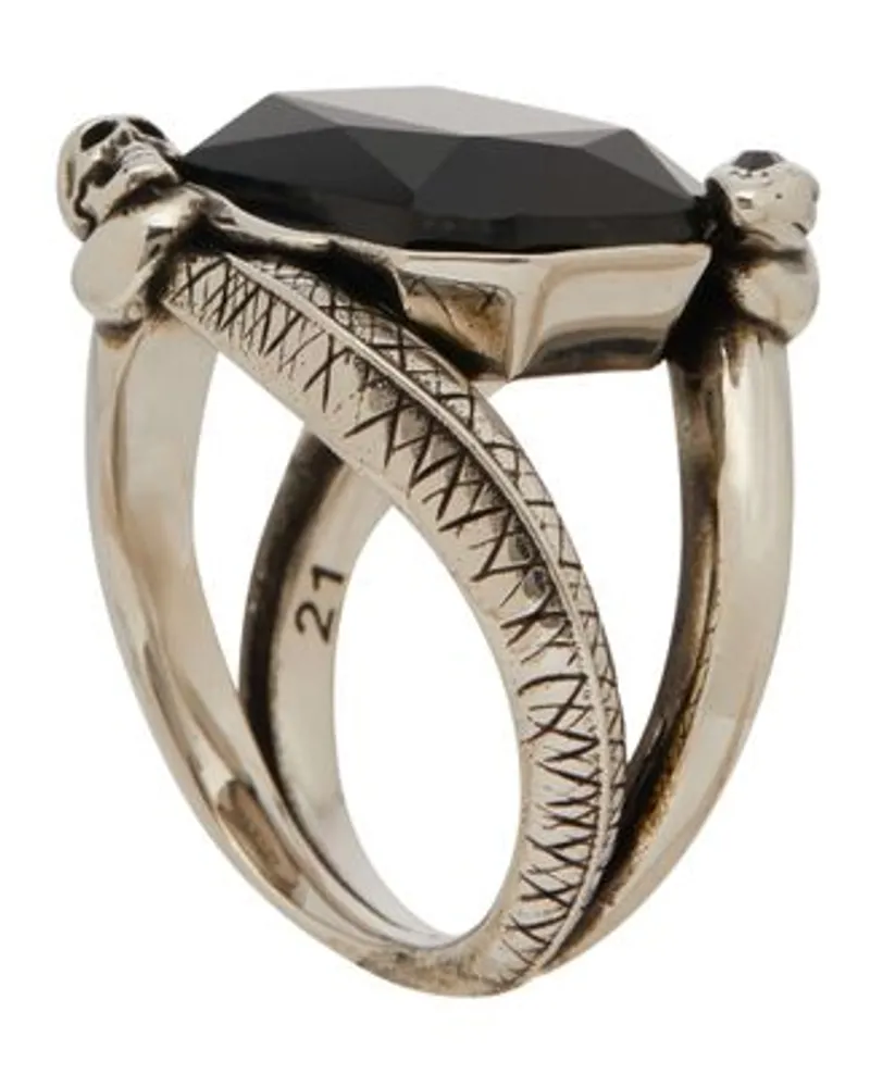 Alexander McQueen Ring Snake and Skull Silver