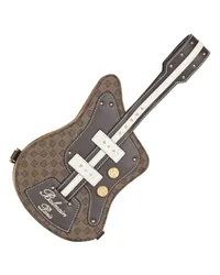 Balmain Tasche Pochette Guitar Bag Monogramm und Leder Brown