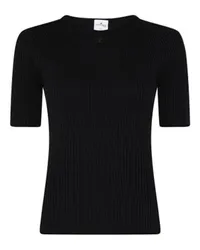 Courrèges Ripp-Pullover mit kurzen Ärmeln Black