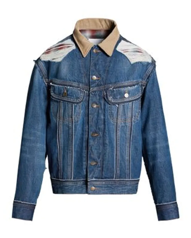 Maison Margiela Jeansjacke mit Pendleton-Wolle Blue