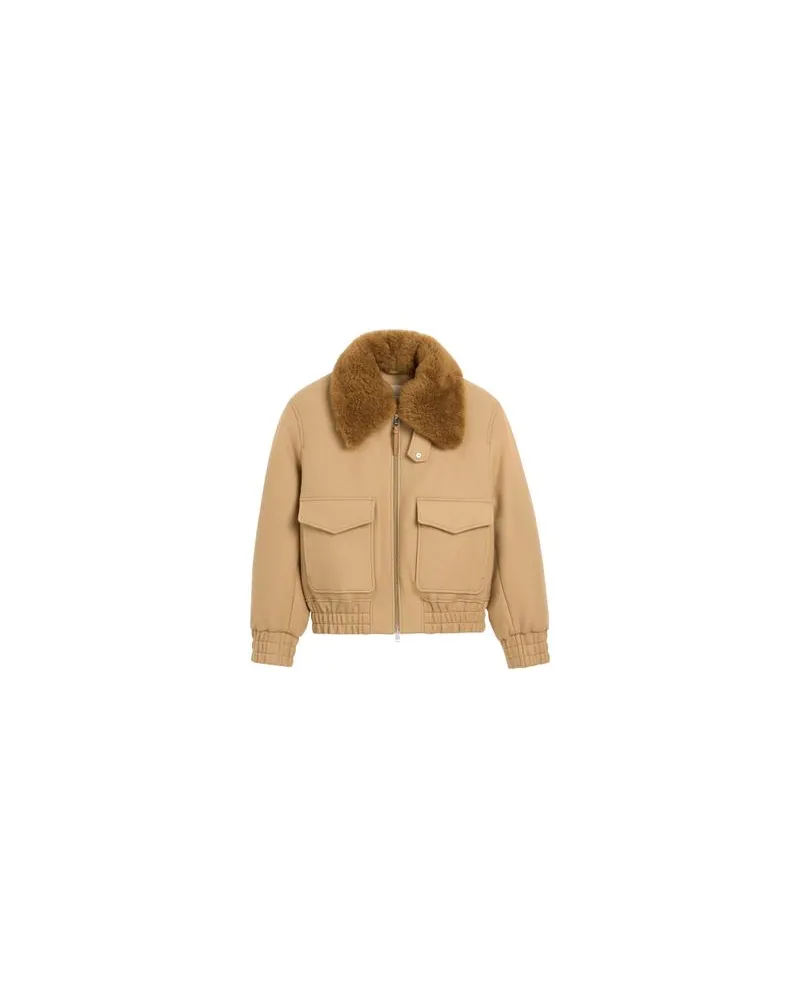 AMI Paris Gesteppte Jacke mit Kragen aus Schaffell Grey