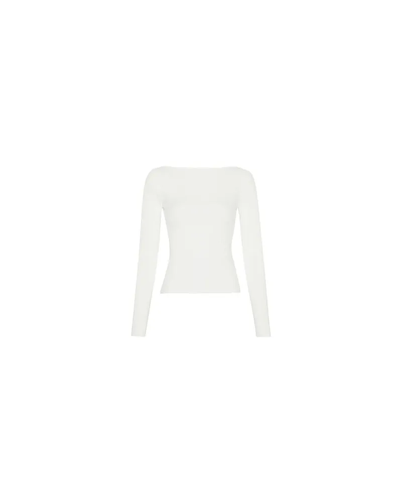 Courrèges Schulterfreier Rippstrickpullover White