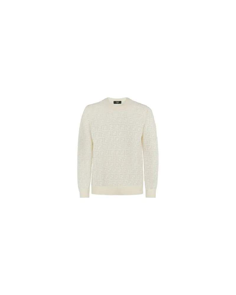 Fendi Pullover Aus Wolle Und Nylon White