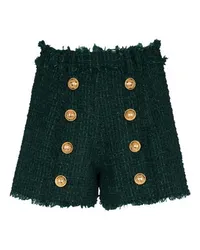 Balmain Tweed-Shorts mit Knöpfen Green