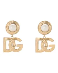 Dolce & Gabbana Tropfen-Ohrringe mit Cabochon und Logo Gold