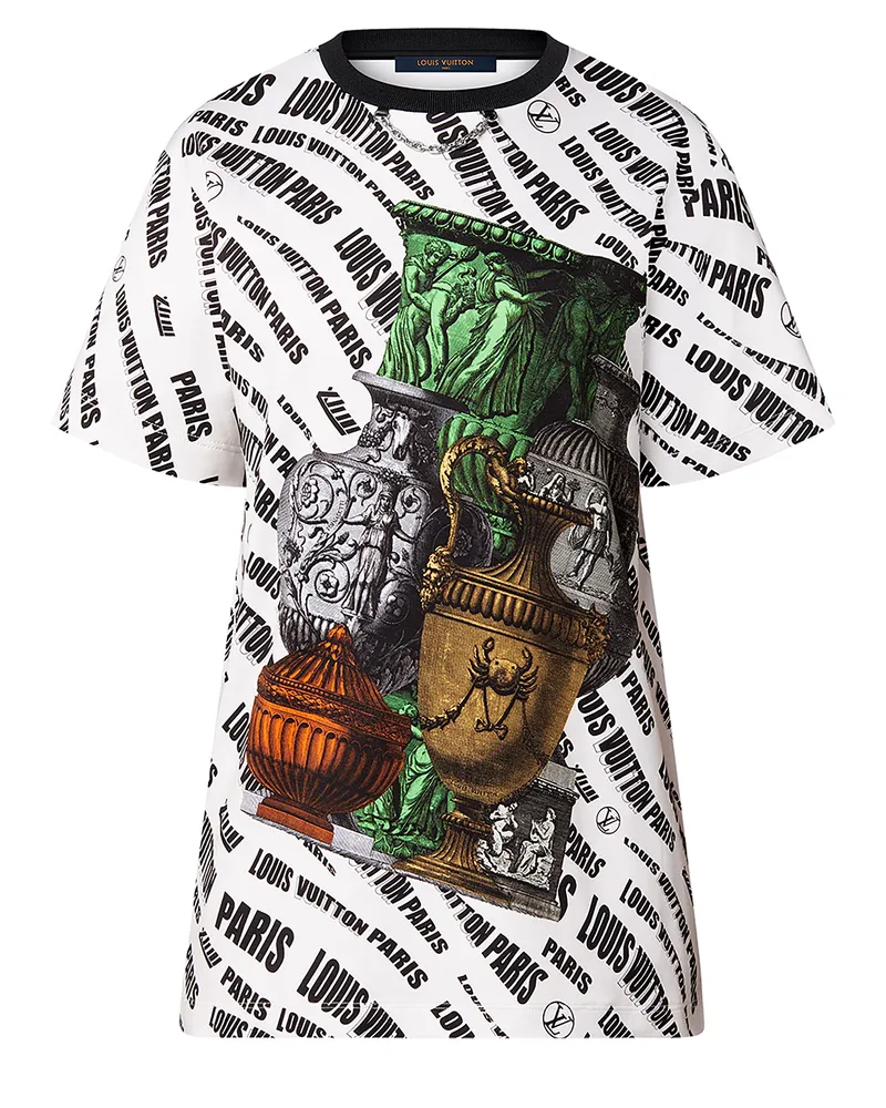 Louis Vuitton T-Shirt mit diagonaler Signatur und Vasen-Motiv 