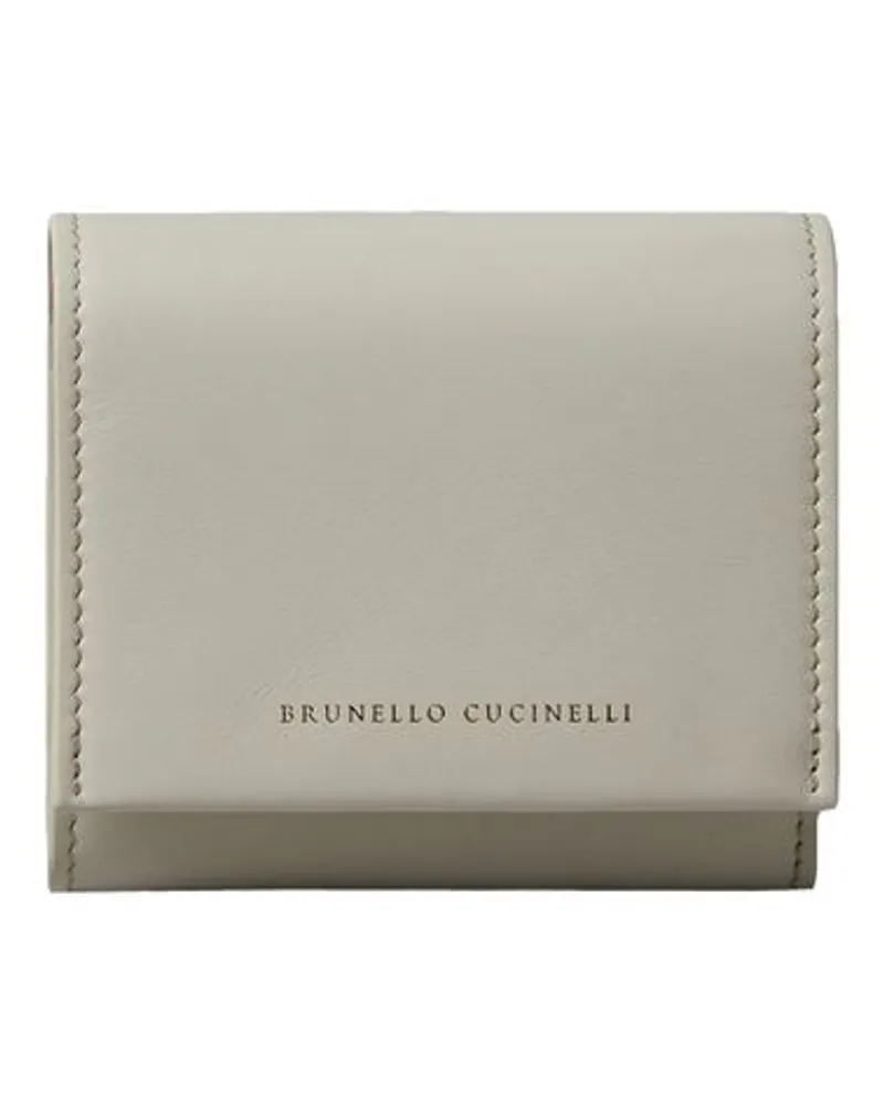 Brunello Cucinelli Mit Monili verzierte Brieftasche Beige