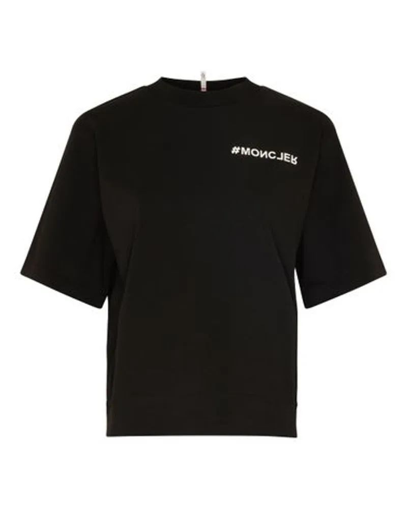 Moncler Kurzarm-T-Shirt mit Logo Black