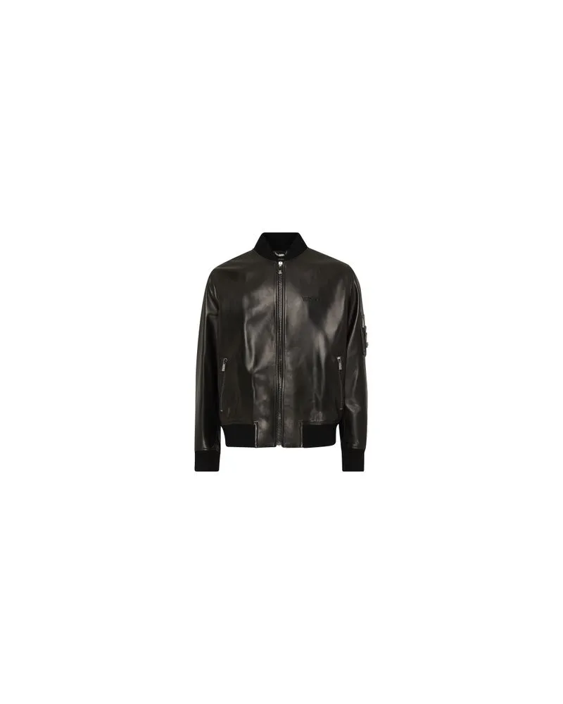 Versace Versace Lederjacke mit Stickerei Black