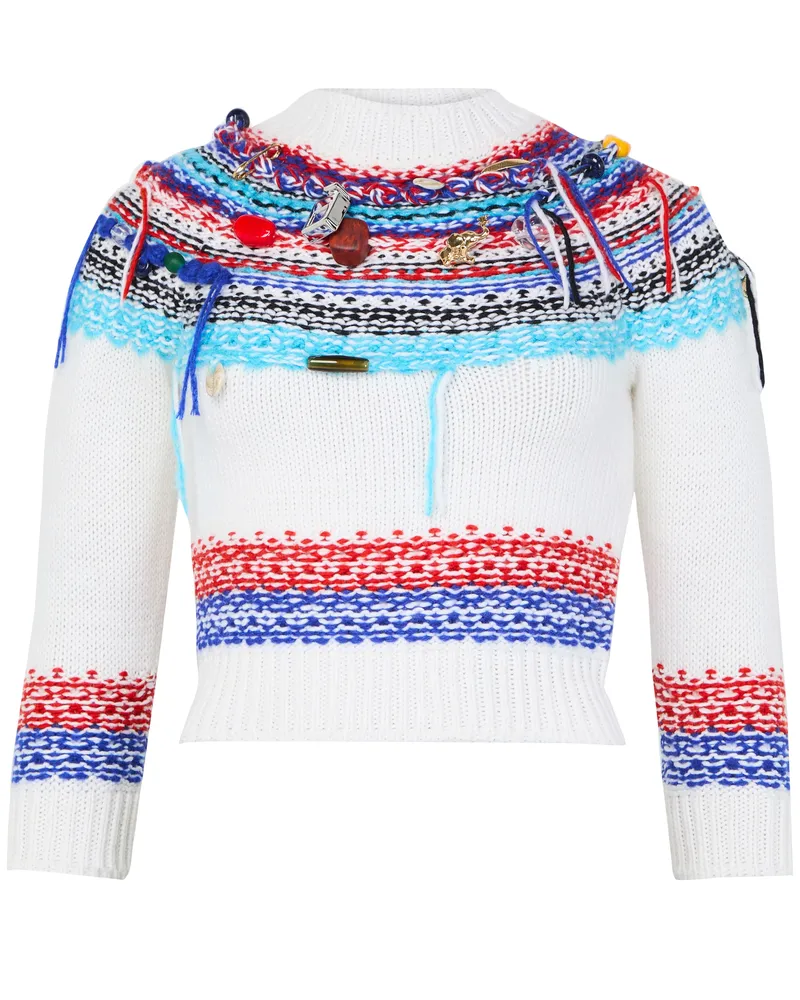 Celine Verkürzter rundhalspullover aus fair isle wolle 