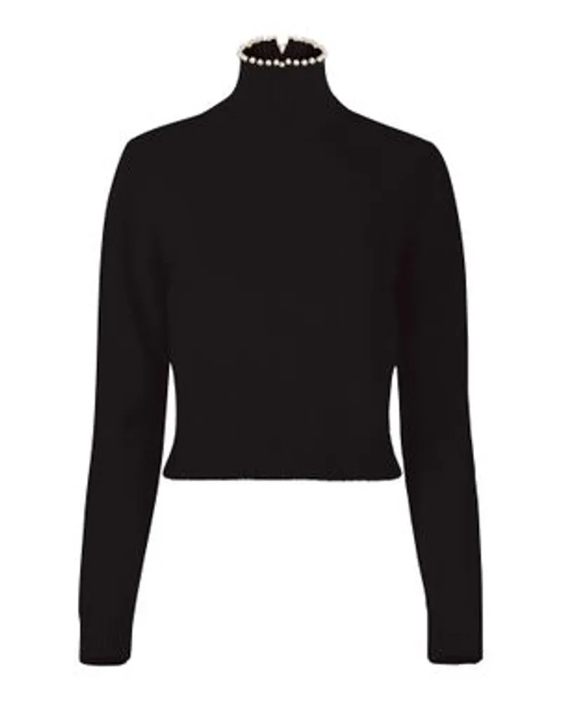 Nina Ricci Rollkragentop mit Perlenbesatz Black