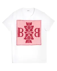 Barrie Baumwoll-T-Shirt mit Barrie Kaschmir-Logo-Patch Pink