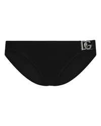 Dolce & Gabbana Hochgeschnittener Badeslip mit DG-Metalldetail Black