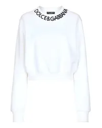 Dolce & Gabbana Kurzes Sweatshirt mit Stickerei White