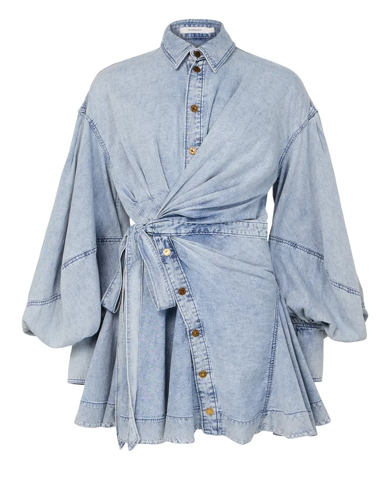 Zimmermann Mini-Wickelkleid Rebellion aus Denim 