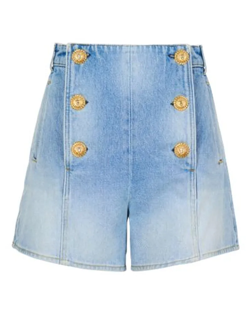 Balmain Denimshorts mit Knöpfen Blue