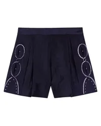 Maje Leinen-Shorts Nieten & Lochmuster Black