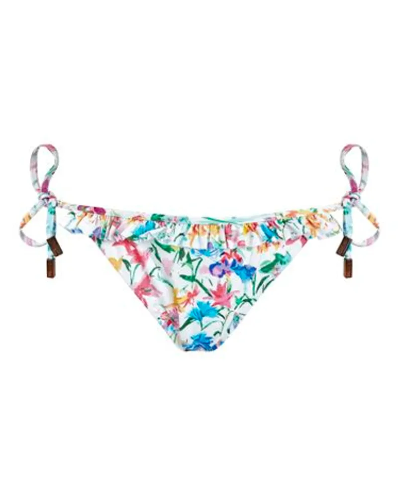 Vilebrequin Mini-Bikinislip mit Rüschen Happy Flowers White