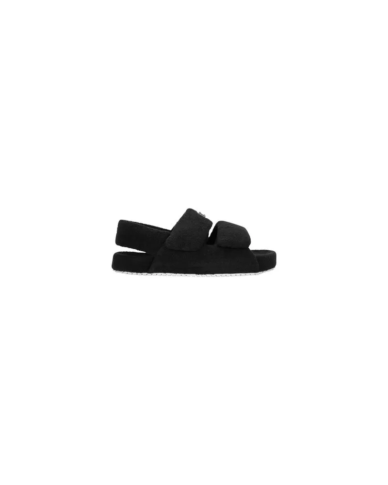 Dolce & Gabbana Frottee-Sandalen mit Logo-Tag Black