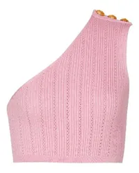 Balmain Asymmetrisches Stricktop mit Knöpfen Pink