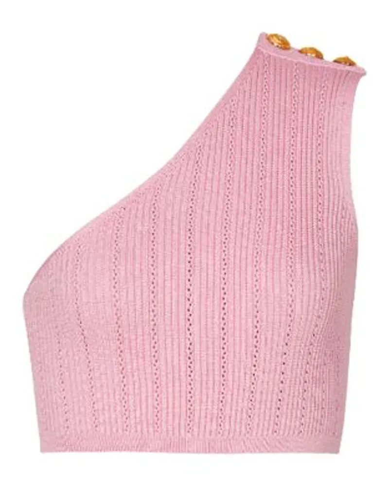 Balmain Asymmetrisches Stricktop mit Knöpfen Pink