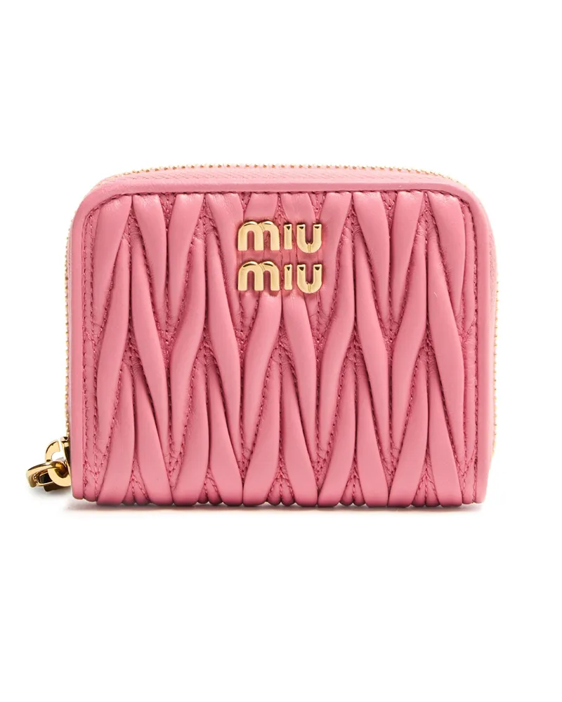 Miu Miu Geldbörse mit Reißverschluss aus gestepptem Leder Red