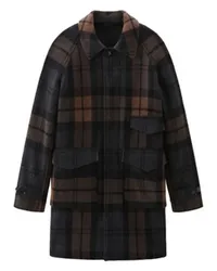 Woolrich Upstate Recycelte Melton Wolle Karo Mantel Brown