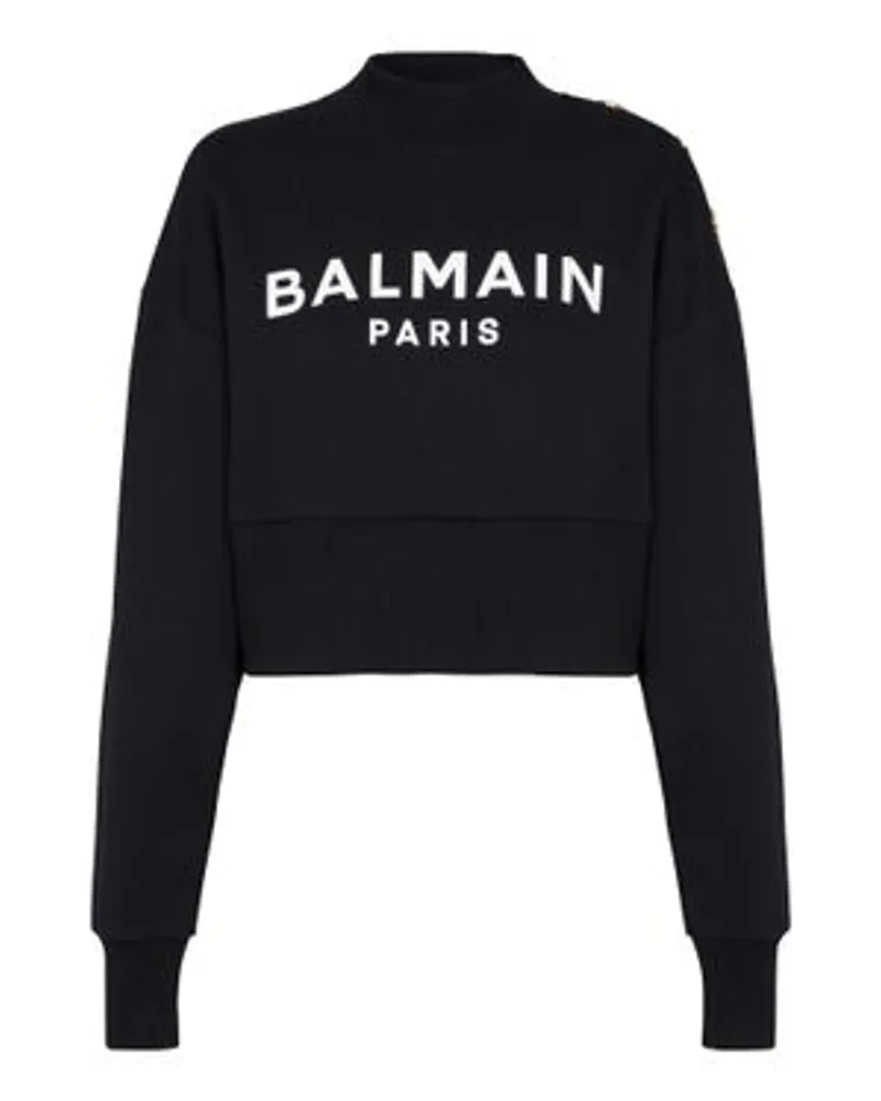 Balmain Crop-Sweatshirt Black