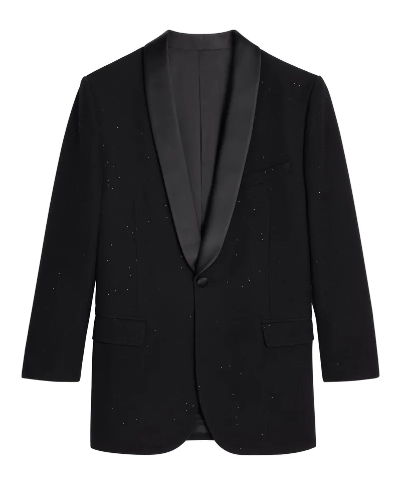 Celine Tuxedo-Jacke jude aus paillettenbesetztem grain de poudre 