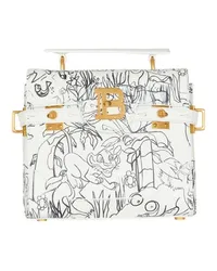 Balmain Disney X Balmain: König der Löwen - Tasche B-Buzz 23 mit Enfant Précoce-Druckmotiv White