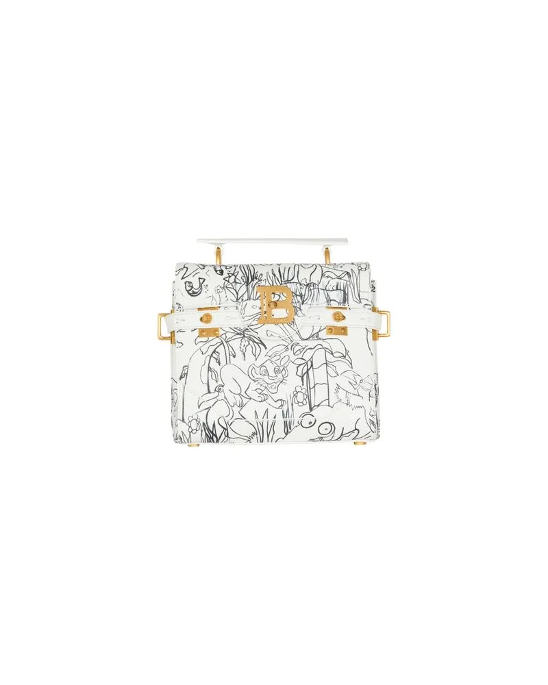 Balmain Disney X Balmain: König der Löwen - Tasche B-Buzz 23 mit Enfant Précoce-Druckmotiv White