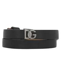 Dolce & Gabbana Kalbsleder-Armband mit DG-Logo Black