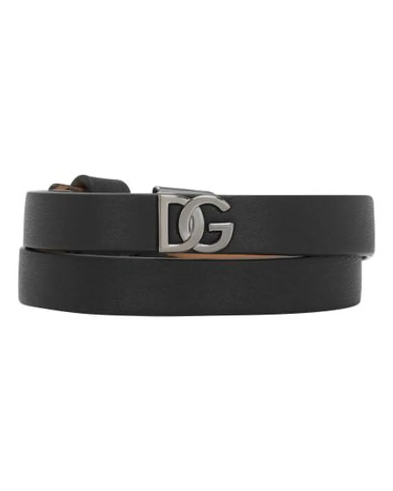 Dolce & Gabbana Kalbsleder Armband Mit Dg Logo Black