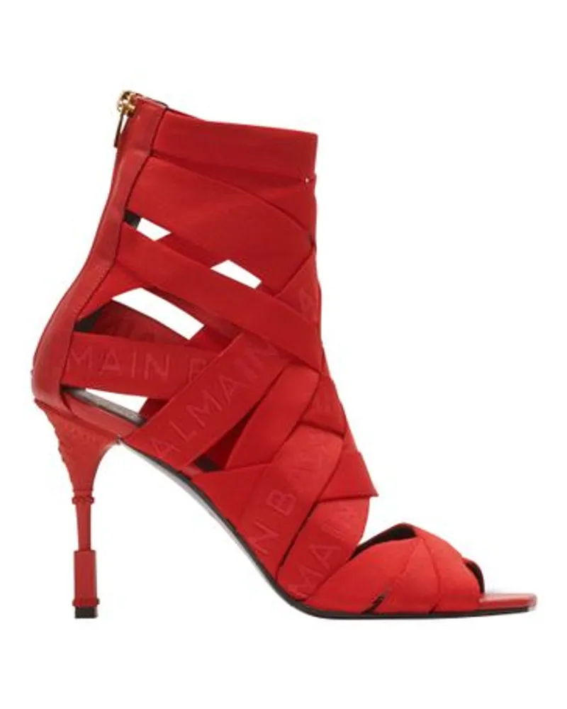 Balmain Moneta Sandalen mit Balmain-Logo im Jacquard-Design Red