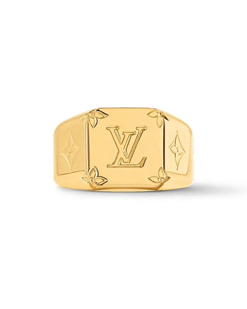 Louis Vuitton Monogram Signet Ring Gold