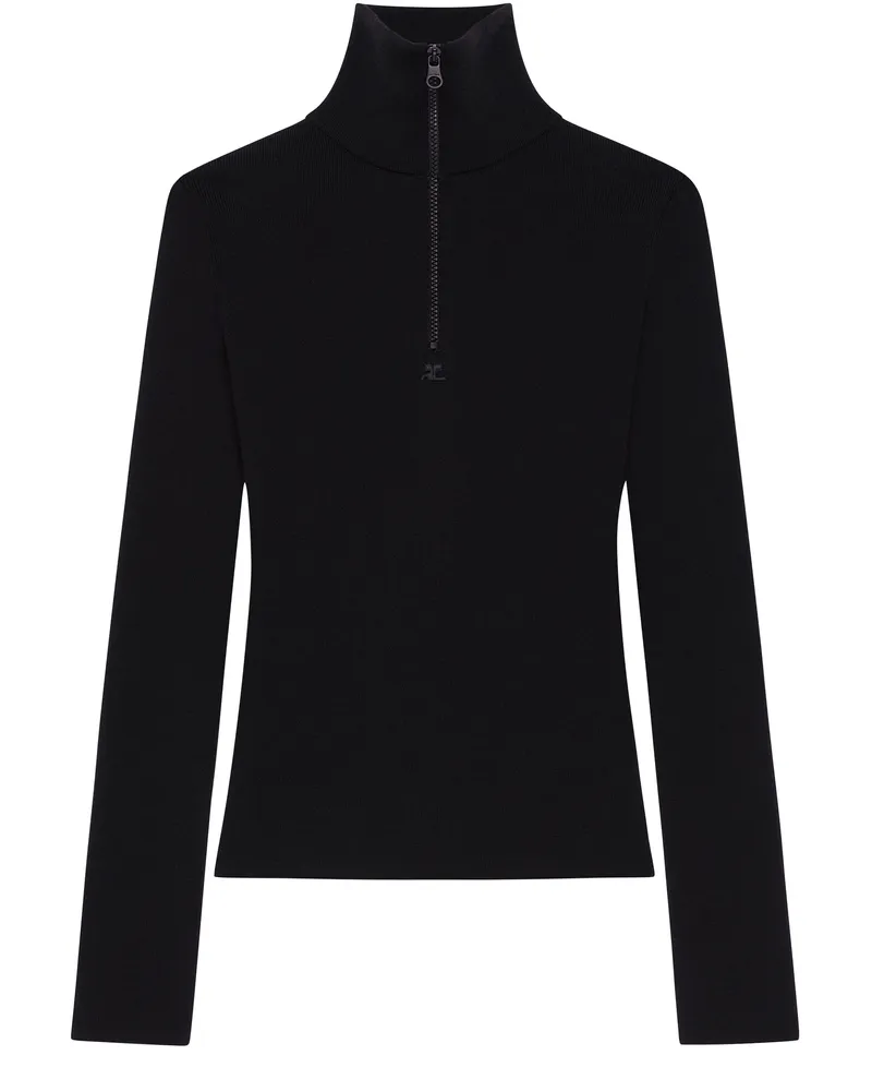 Courrèges Pullover mit Stehkragen und Reißverschluss 