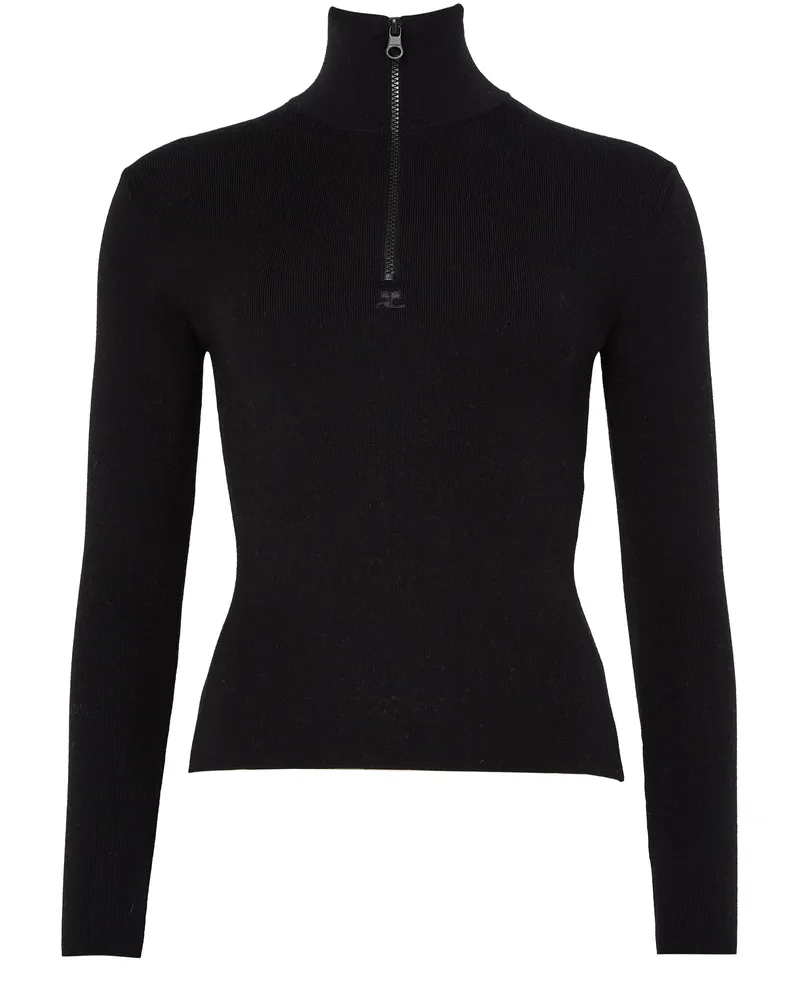 Courrèges Pullover mit Stehkragen und Reißverschluss 