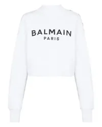 Balmain Crop-Sweatshirt White