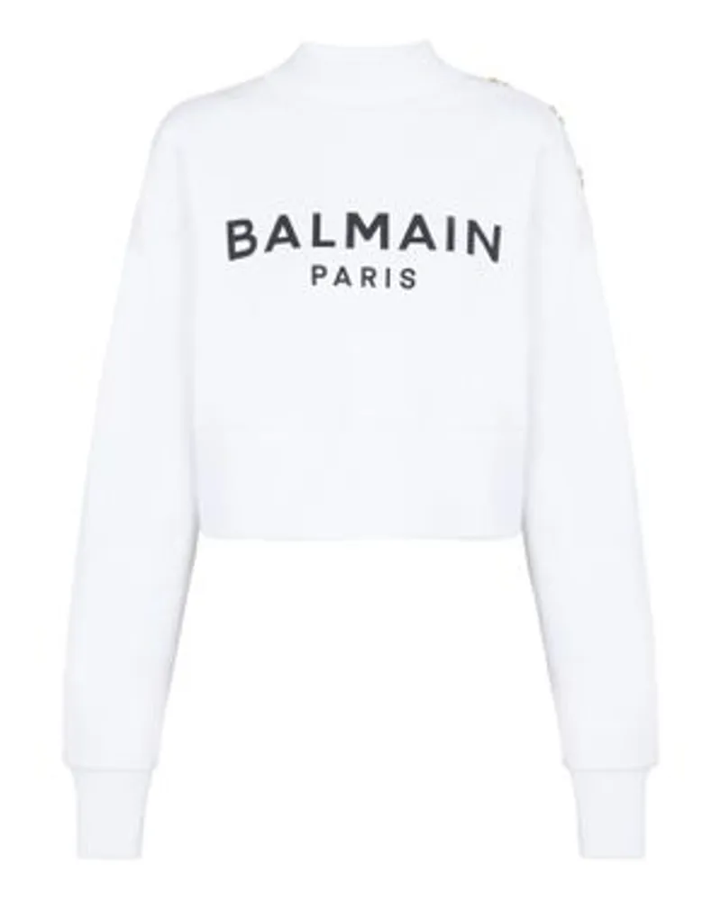 Balmain Crop-Sweatshirt White