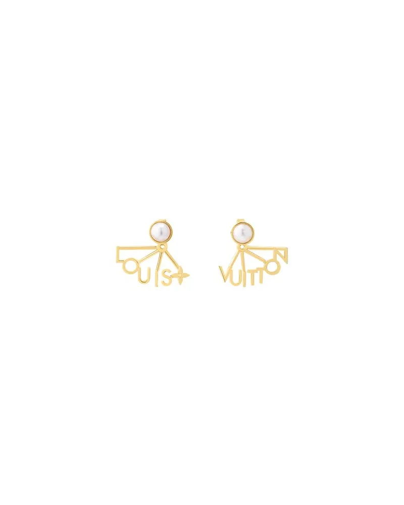 Louis Vuitton LV Spelling Earrings Gold