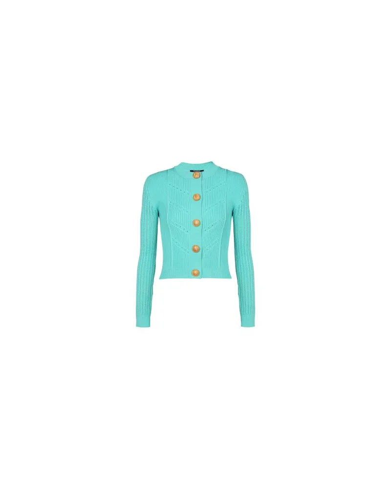 Balmain Kurze Strickjacke Blue