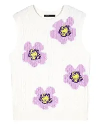 Maje Ärmelloser Pullover mit Blumen White