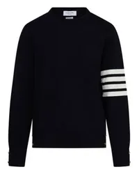 Thom Browne Baumwollpullover Bar mit Milano-Stich Navy