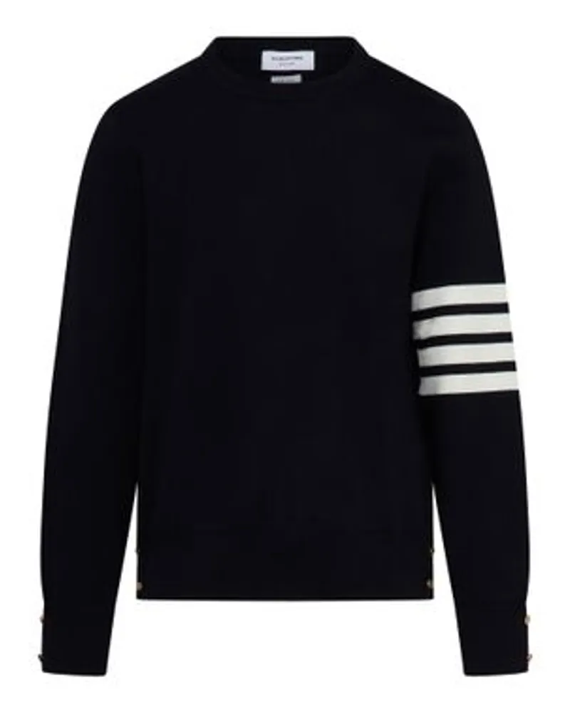 Thom Browne Baumwollpullover Bar mit Milano-Stich Navy