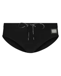 Dolce & Gabbana Badeslip mit hoch ausgeschnittenem Bein und Branding-Platine Black