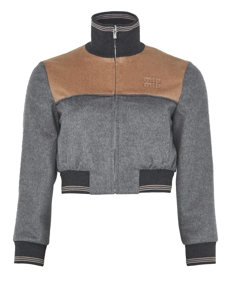 Miu Miu Kurze Bomberjacke aus zweifarbiger Wolle 