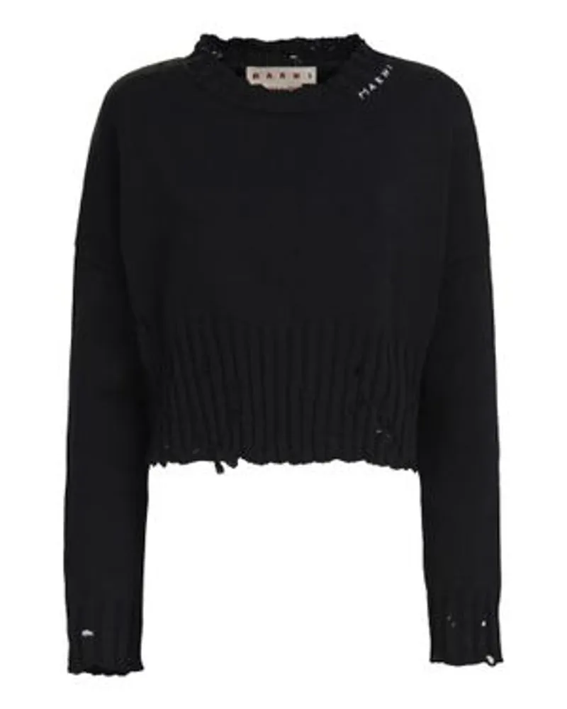 Marni Kurzer Pullover in Destroyed-Optik Black