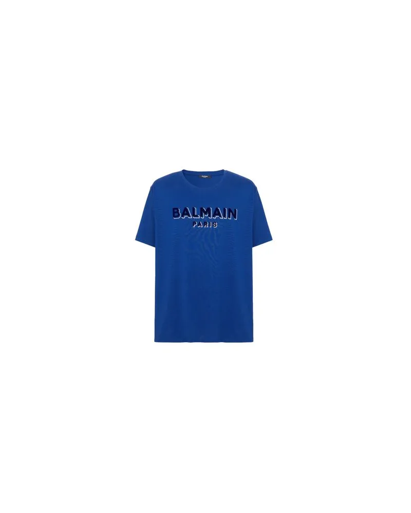 Balmain T-shirt Balmain mit Metallic-Beflockung Blue